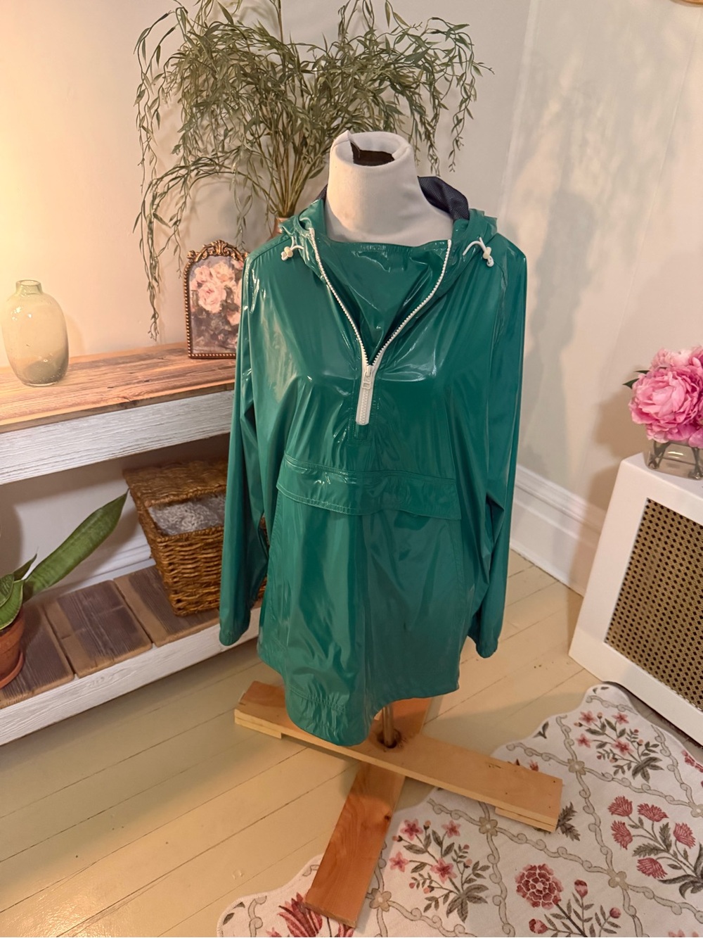 NWT Tory Burch Concorde Anorak Jacket Vineyard Green M/L Hooded Rain $295